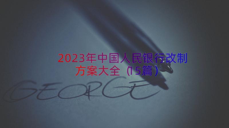2023年中国人民银行改制方案大全（15篇）