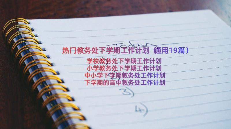 热门教务处下学期工作计划（通用19篇）