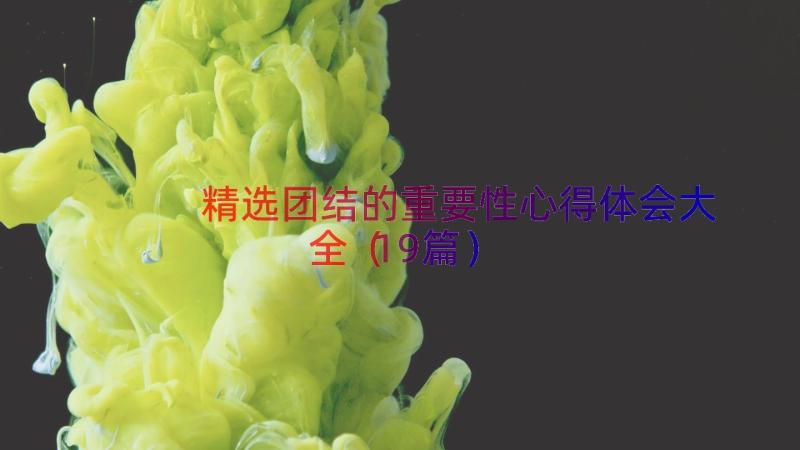 精选团结的重要性心得体会大全（19篇）