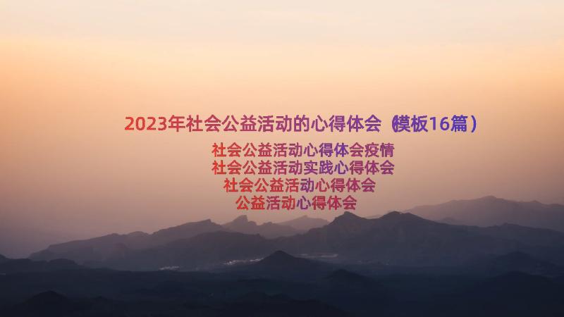 2023年社会公益活动的心得体会（模板16篇）