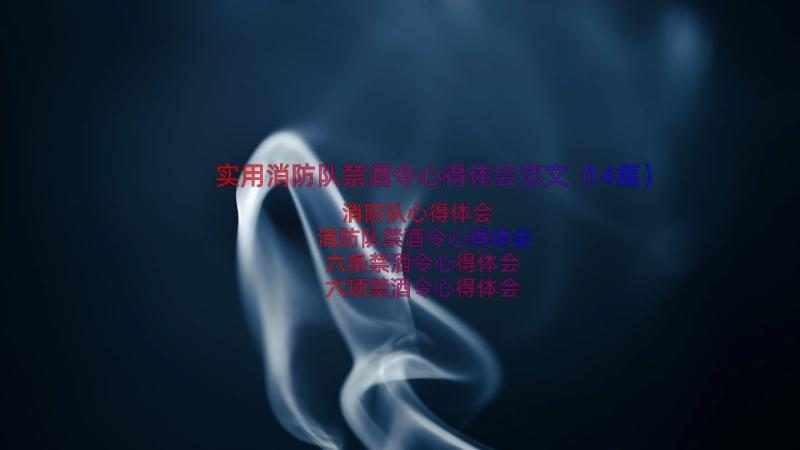 实用消防队禁酒令心得体会范文（14篇）