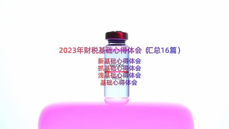 2023年财税基础心得体会（汇总16篇）