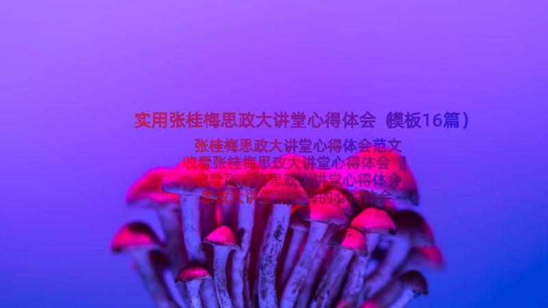 实用张桂梅思政大讲堂心得体会（模板16篇）