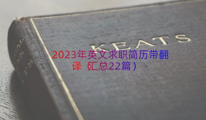 2023年英文求职简历带翻译（汇总22篇）