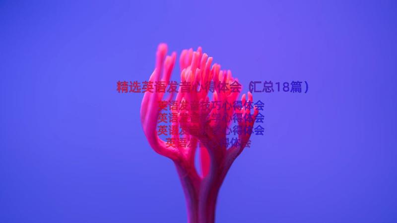 精选英语发音心得体会（汇总18篇）