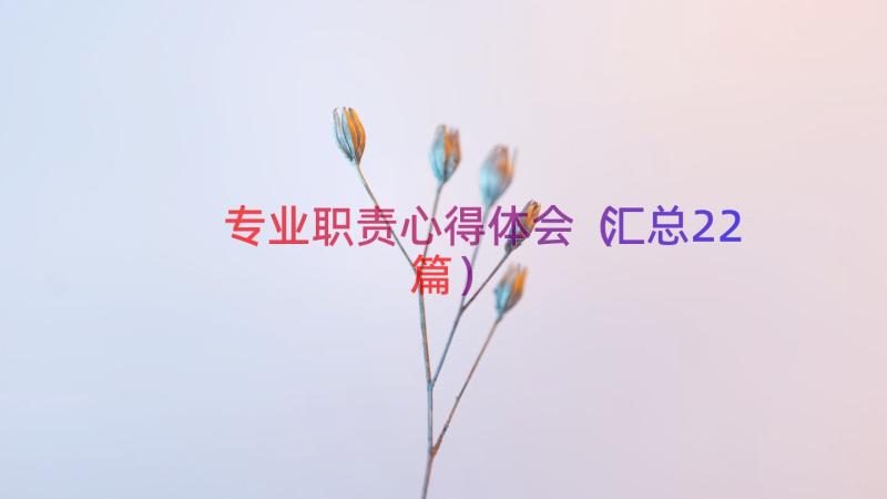 专业职责心得体会（汇总22篇）