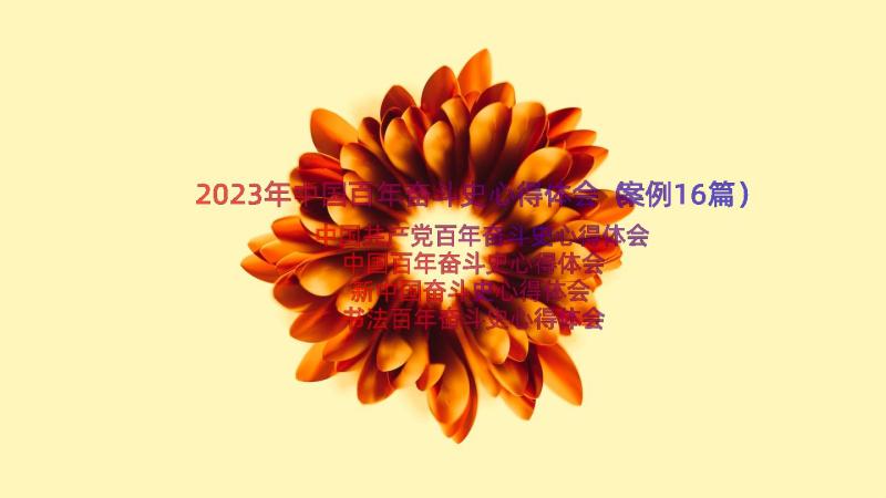 2023年中国百年奋斗史心得体会（案例16篇）