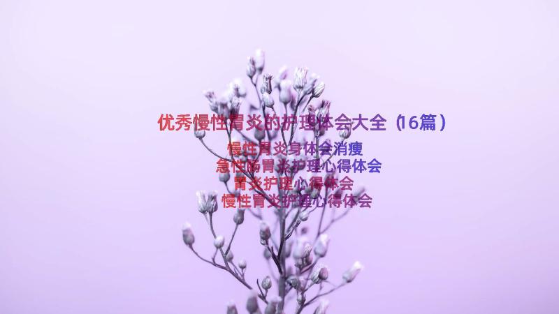 优秀慢性胃炎的护理体会大全（16篇）