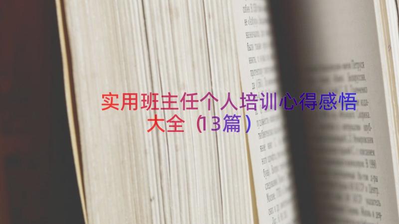 实用班主任个人培训心得感悟大全（13篇）