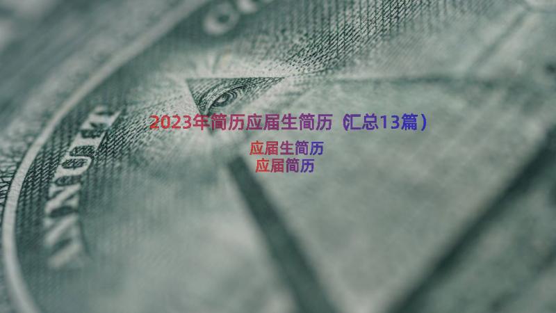 2023年简历应届生简历（汇总13篇）