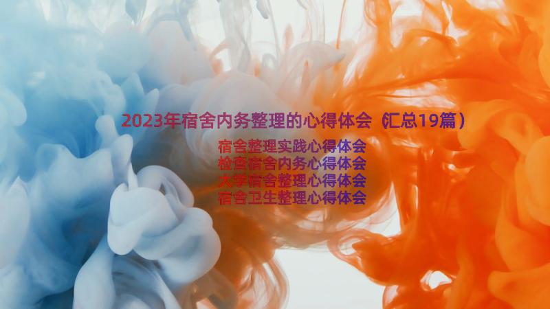 2023年宿舍内务整理的心得体会（汇总19篇）