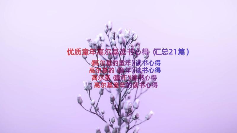 优质童年高尔基读书心得（汇总21篇）