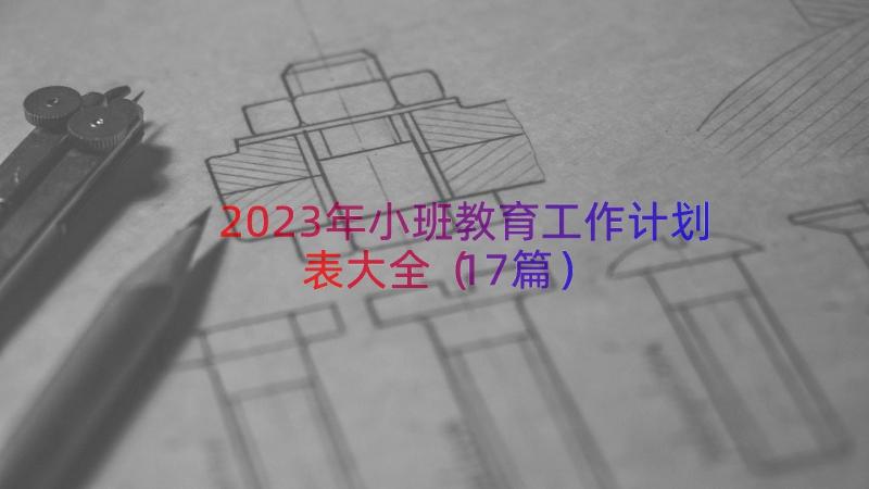 2023年小班教育工作计划表大全（17篇）