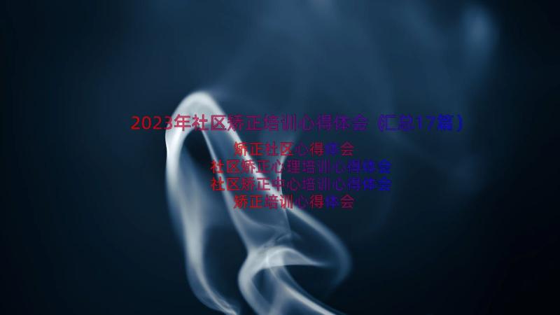 2023年社区矫正培训心得体会（汇总17篇）