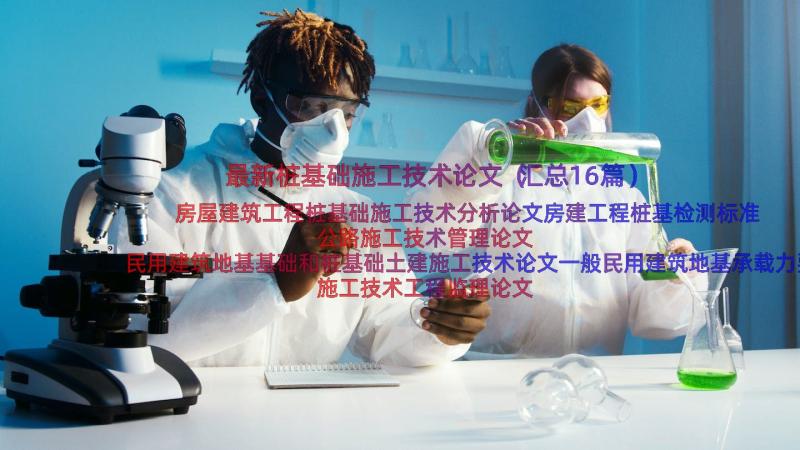 最新桩基础施工技术论文（汇总16篇）