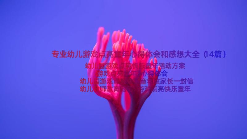 专业幼儿游戏点亮童年心得体会和感想大全（14篇）