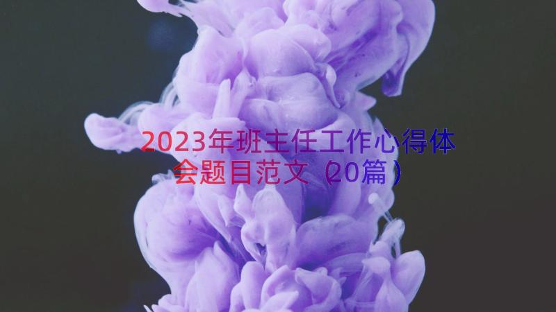 2023年班主任工作心得体会题目范文（20篇）