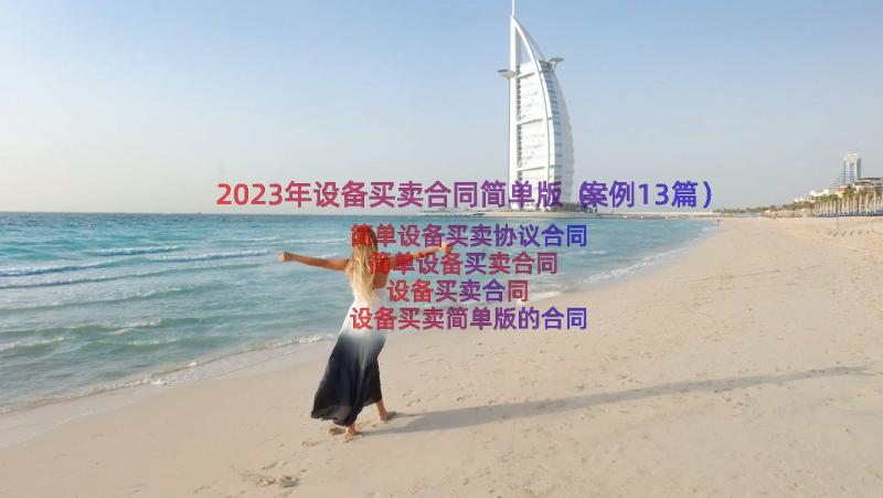 2023年设备买卖合同简单版（案例13篇）