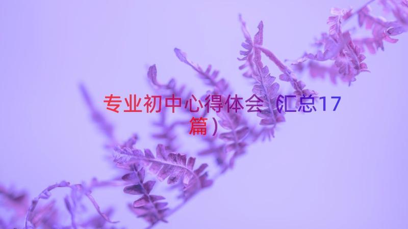 专业初中心得体会（汇总17篇）