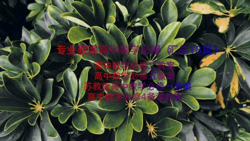 专业教案高中数学必修（汇总18篇）