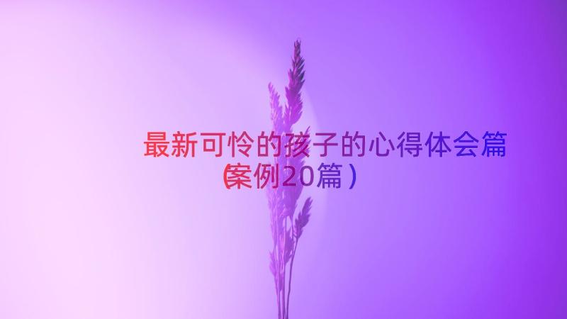 最新可怜的孩子的心得体会篇（案例20篇）