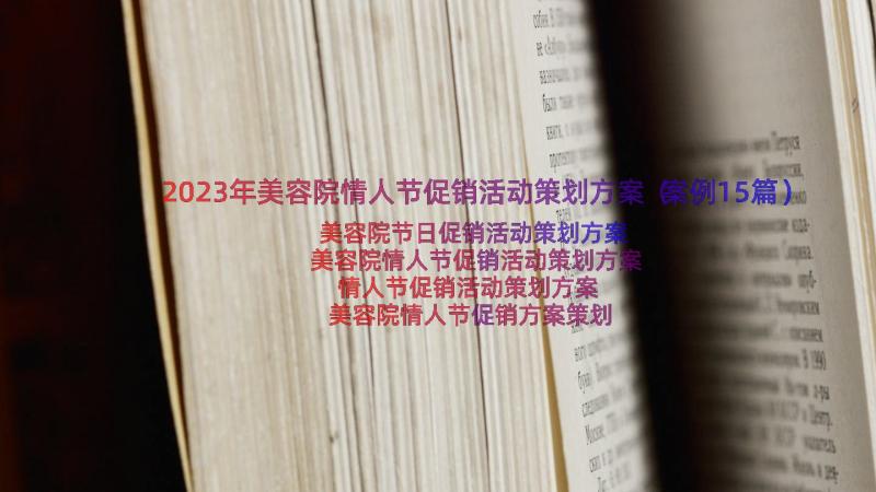 2023年美容院情人节促销活动策划方案（案例15篇）