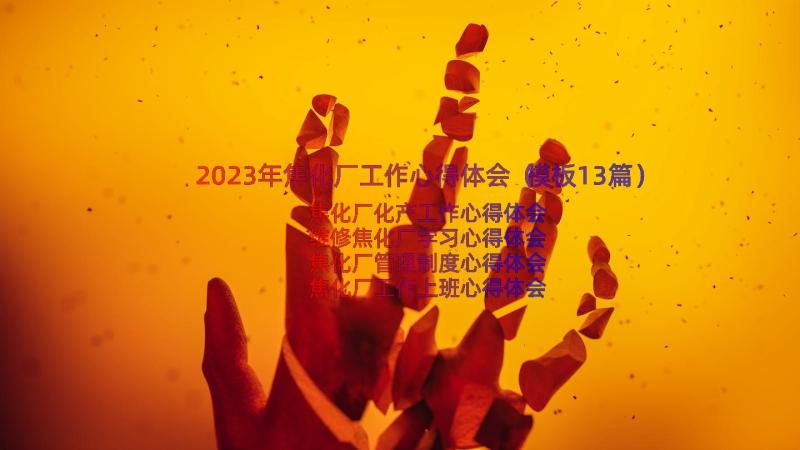 2023年焦化厂工作心得体会（模板13篇）