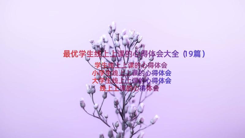 最优学生线上上课的心得体会大全（19篇）