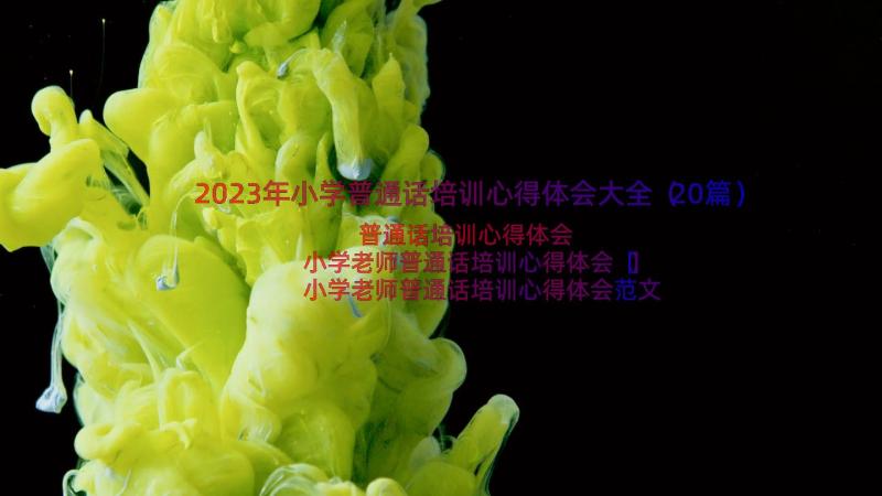 2023年小学普通话培训心得体会大全（20篇）