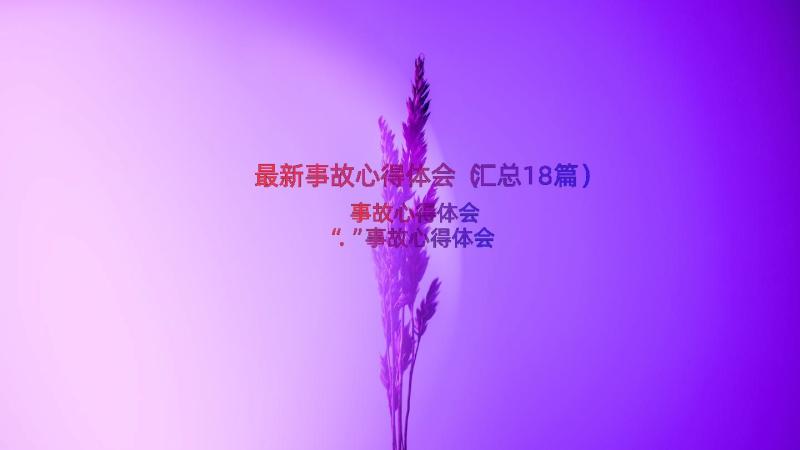 最新事故心得体会（汇总18篇）