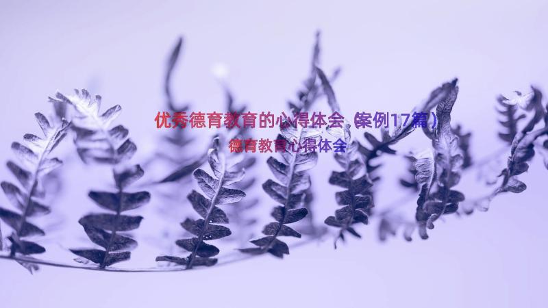 优秀德育教育的心得体会（案例17篇）