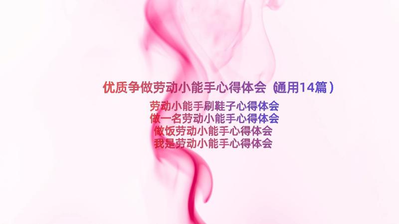 优质争做劳动小能手心得体会（通用14篇）