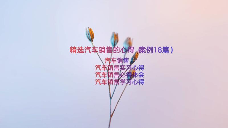 精选汽车销售的心得（案例18篇）