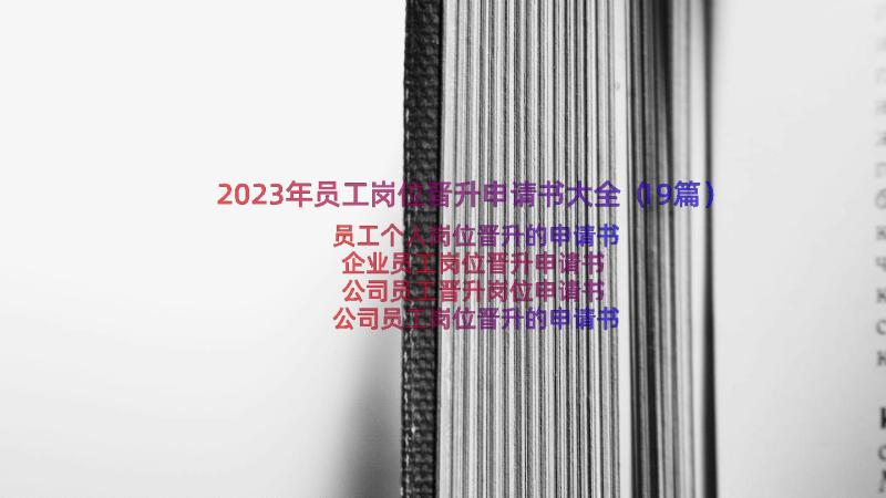 2023年员工岗位晋升申请书大全（19篇）