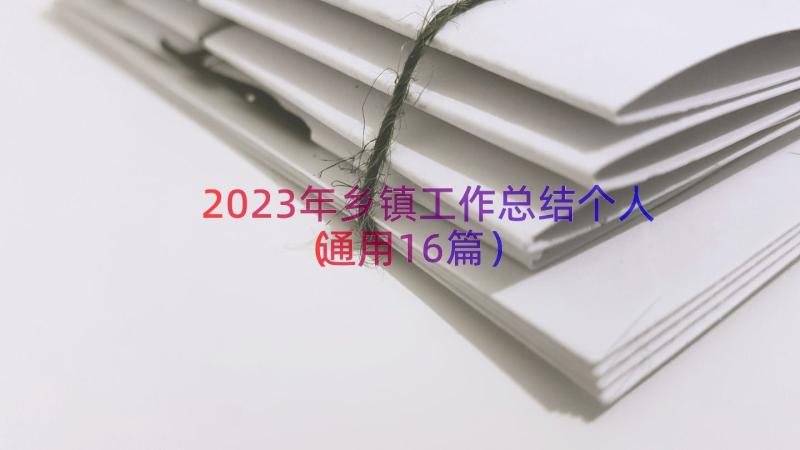 2023年乡镇工作总结个人（通用16篇）