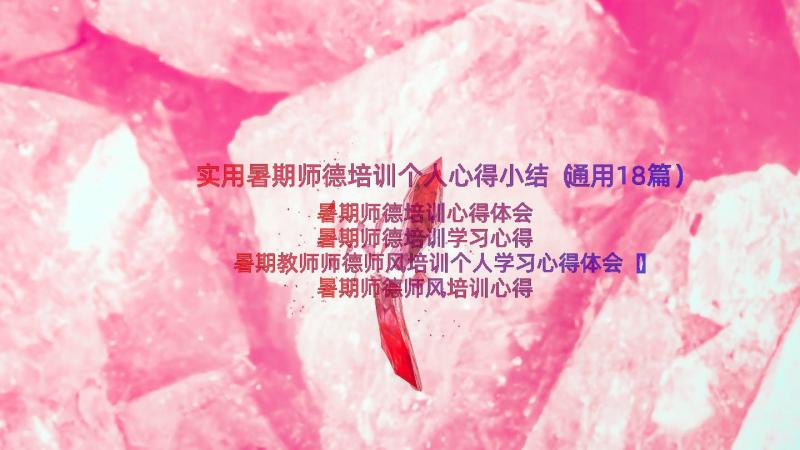 实用暑期师德培训个人心得小结（通用18篇）