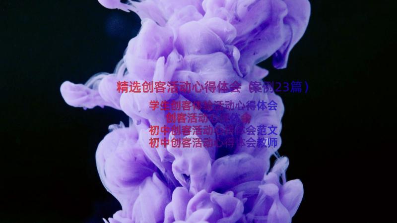 精选创客活动心得体会（案例23篇）