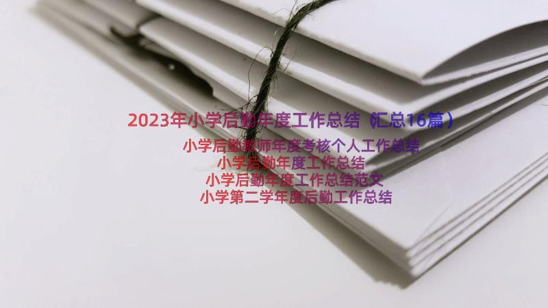 2023年小学后勤年度工作总结（汇总16篇）