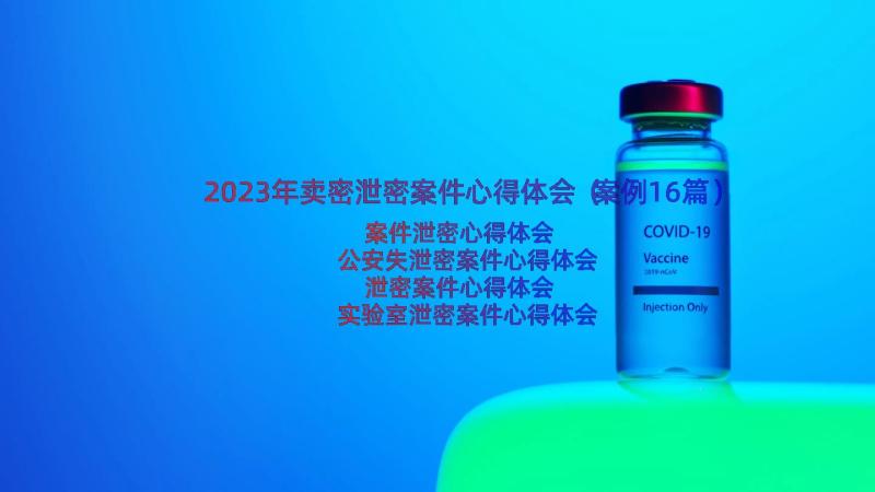 2023年卖密泄密案件心得体会（案例16篇）