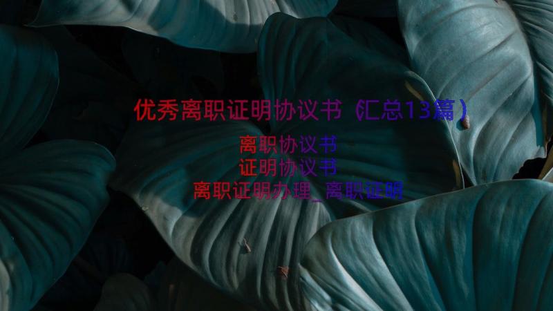 优秀离职证明协议书（汇总13篇）