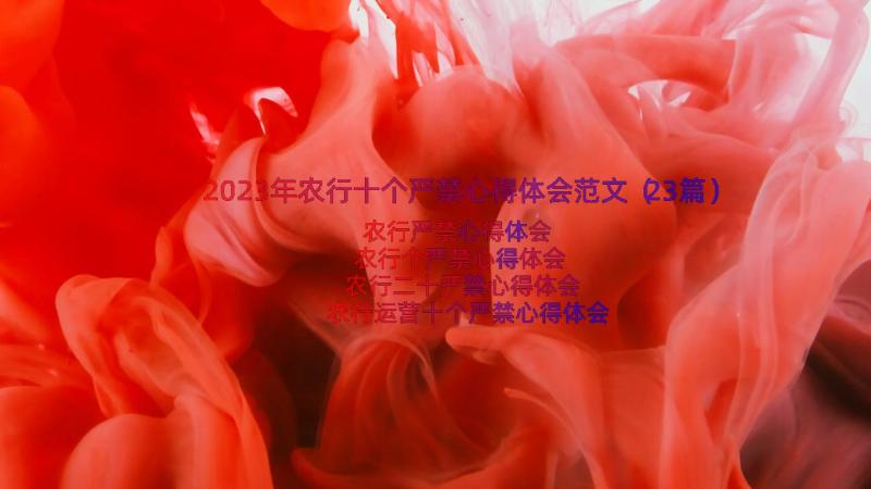 2023年农行十个严禁心得体会范文（23篇）