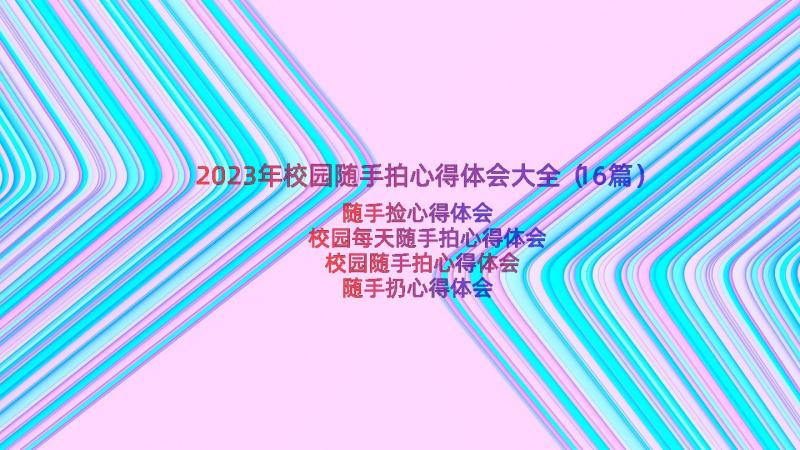 2023年校园随手拍心得体会大全（16篇）