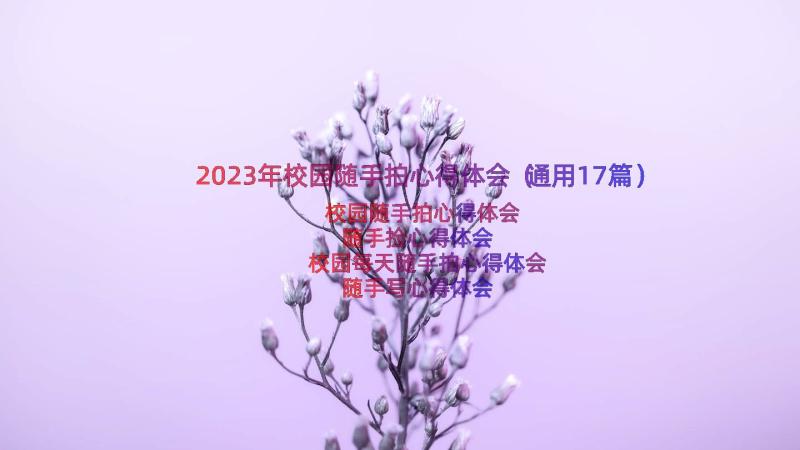 2023年校园随手拍心得体会（通用17篇）