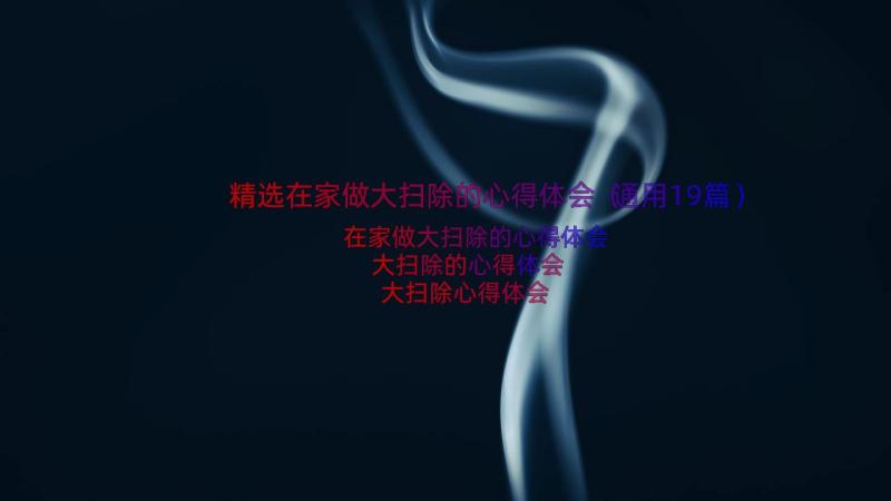 精选在家做大扫除的心得体会（通用19篇）