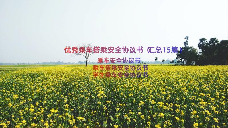 优秀乘车搭乘安全协议书（汇总15篇）