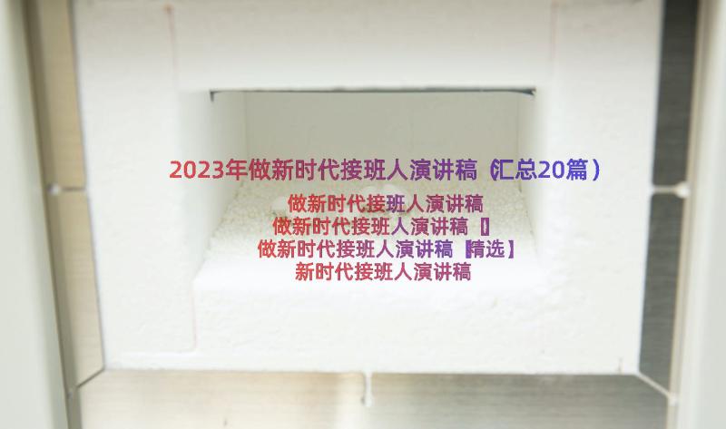 2023年做新时代接班人演讲稿（汇总20篇）