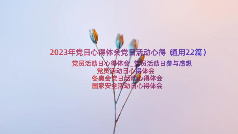 2023年党日心得体会党日活动心得（通用22篇）