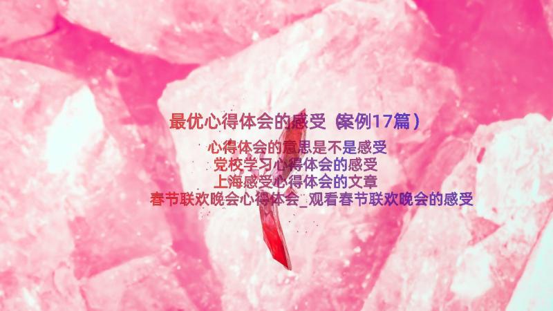 最优心得体会的感受（案例17篇）