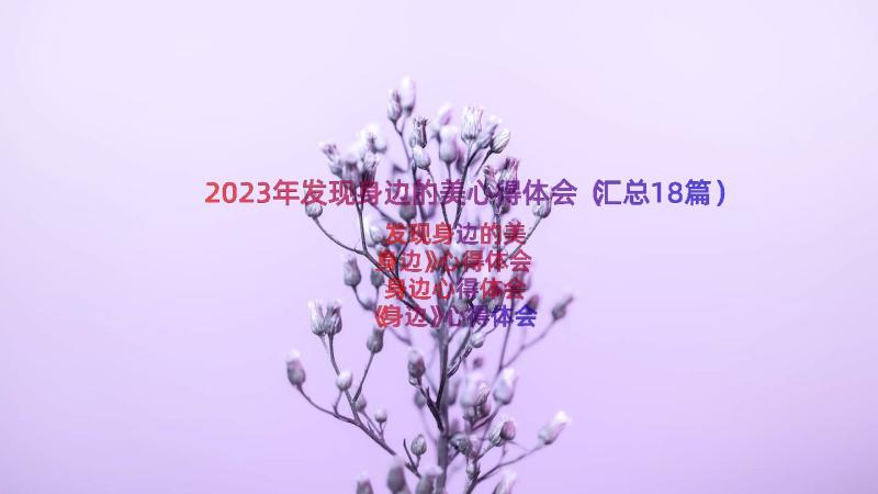 2023年发现身边的美心得体会（汇总18篇）