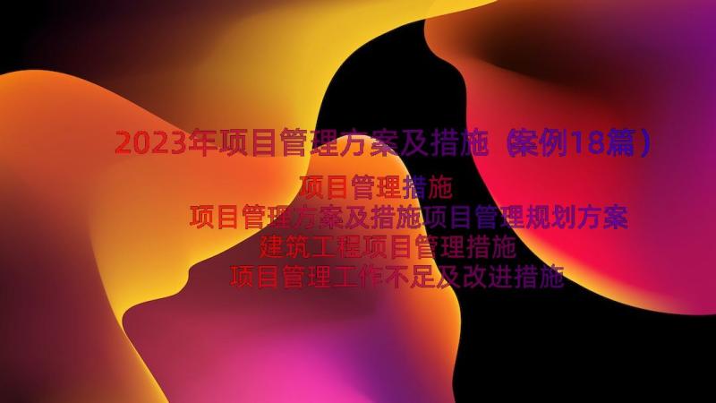 2023年项目管理方案及措施（案例18篇）